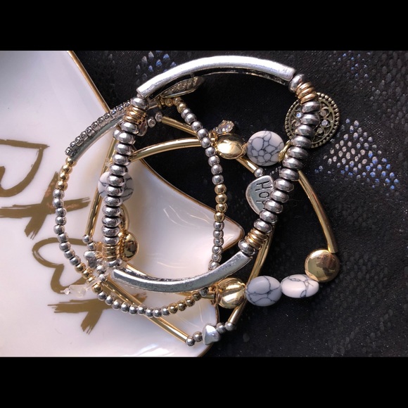 BOHO BABE SILVER AND GOLD CHARM BRACELET - Picture 8 of 10